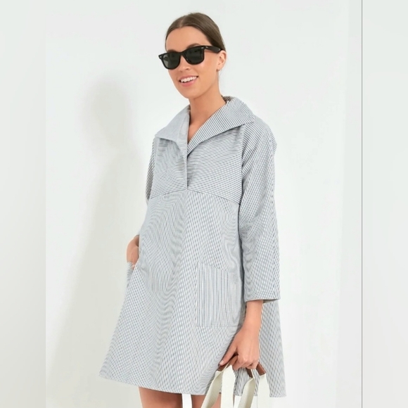 NEW TUCKERNUCK FRENCH BLUE  STRIPE SLOANE DRESS. - Picture 2 of 8